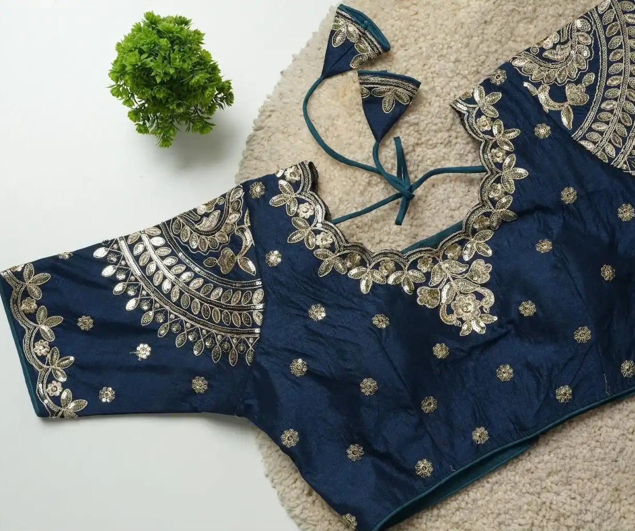 Silk blouse with Gold Embroidery & Sequins