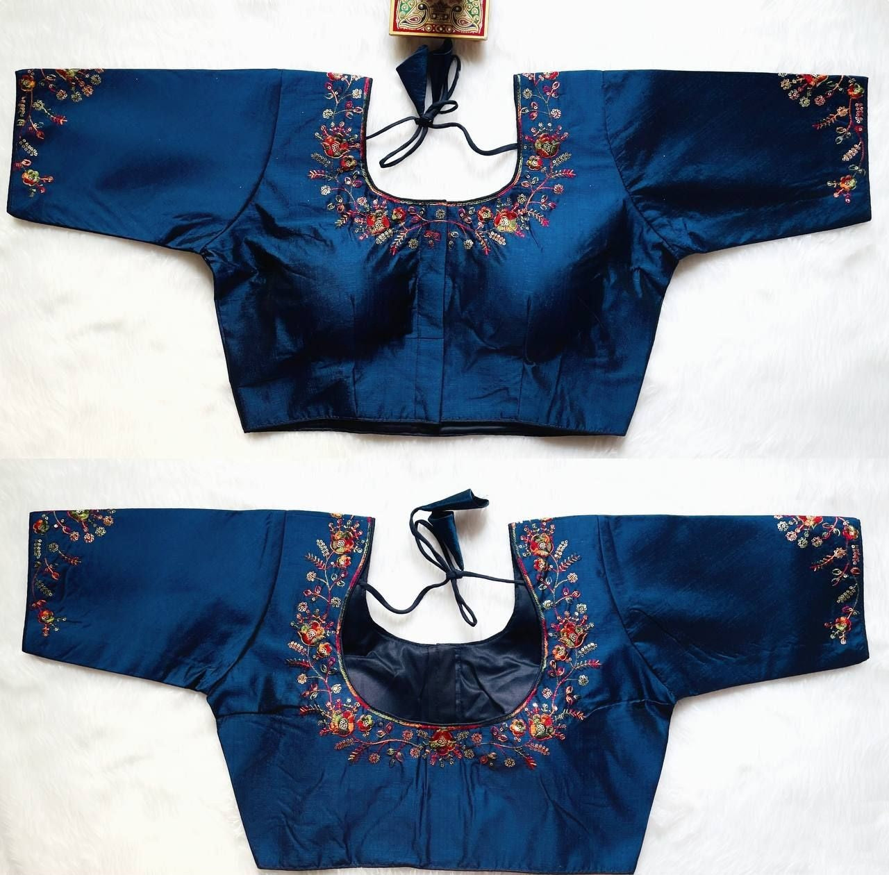 Silk Blouse with Multicolour Thread Embroidery