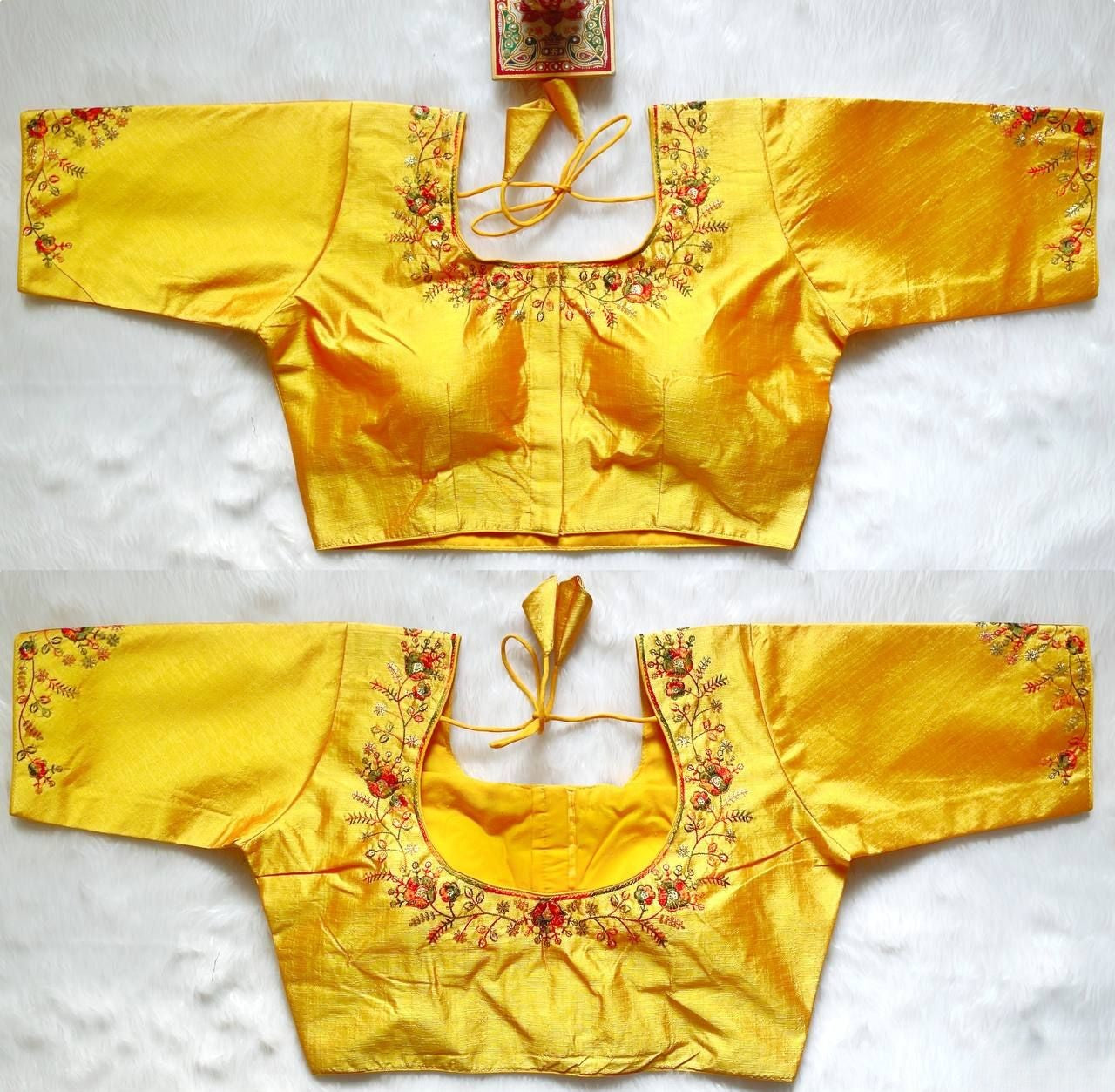 Silk Blouse with Multicolour Thread Embroidery