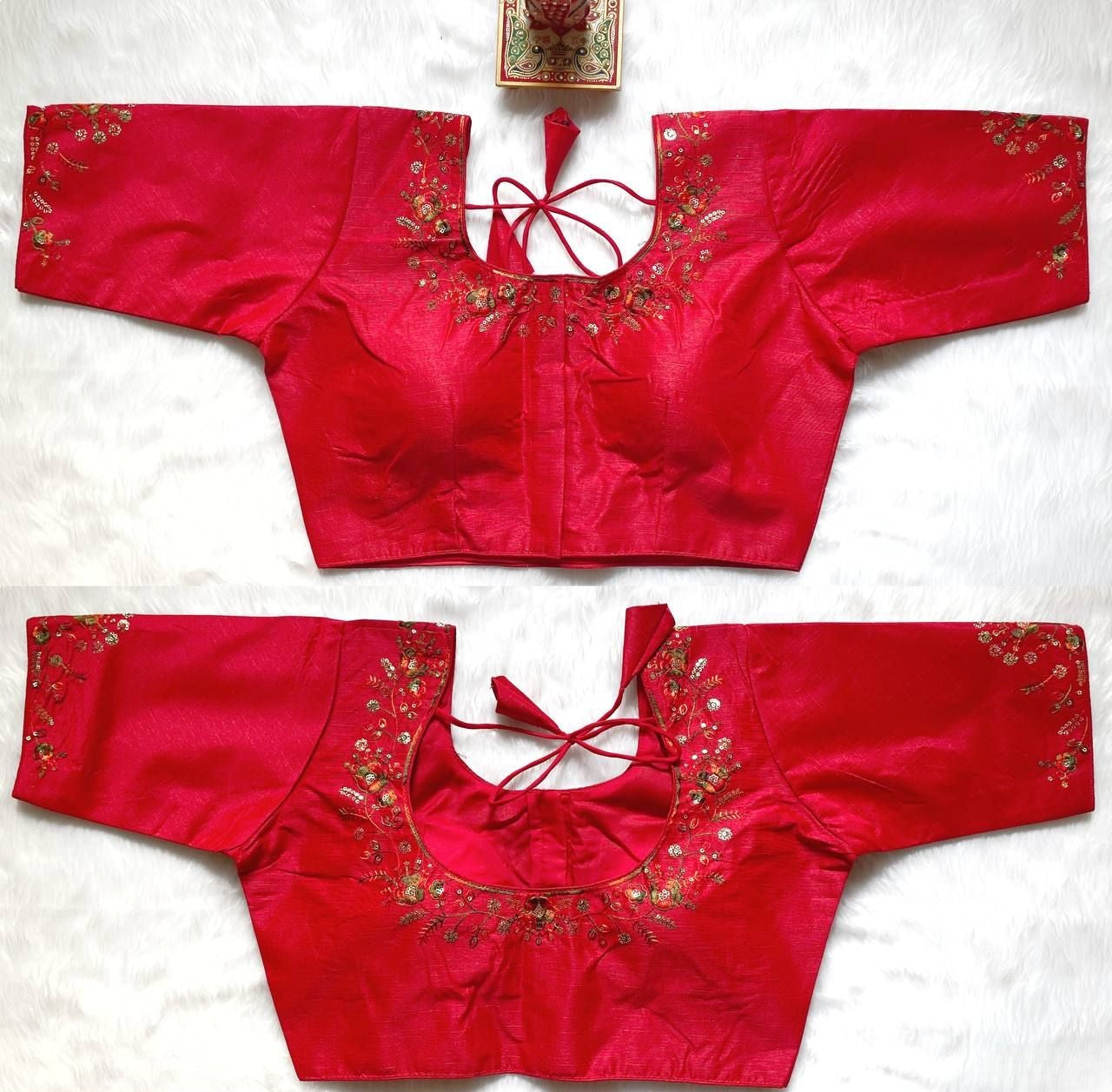 Silk Blouse with Multicolour Thread Embroidery