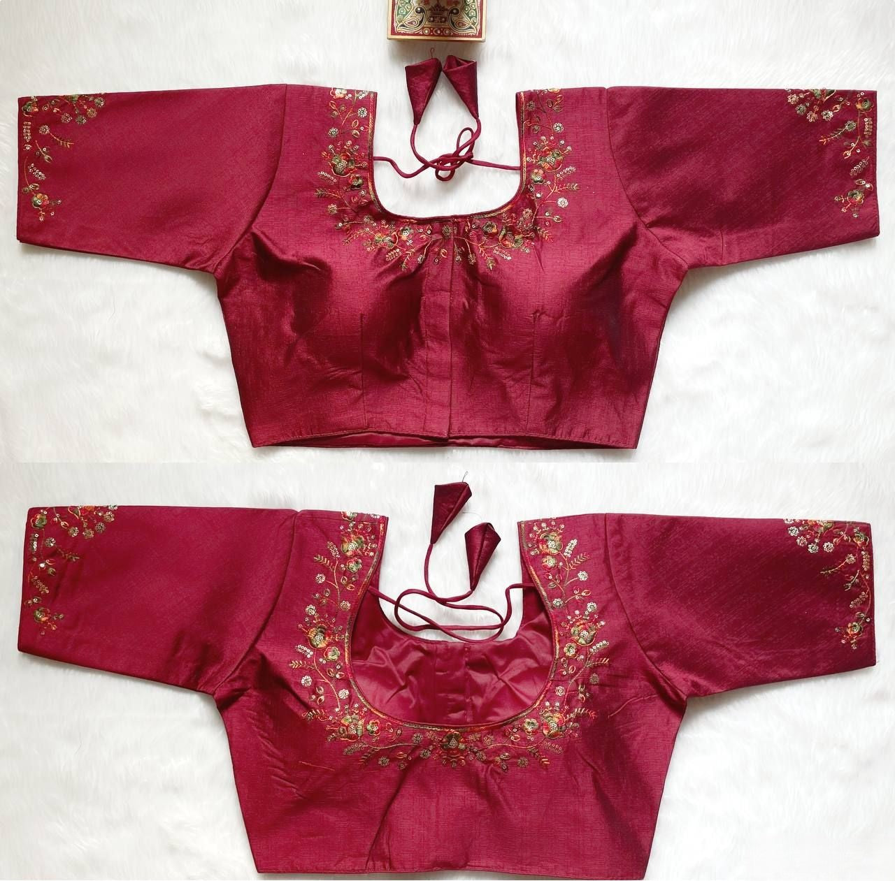 Silk Blouse with Multicolour Thread Embroidery