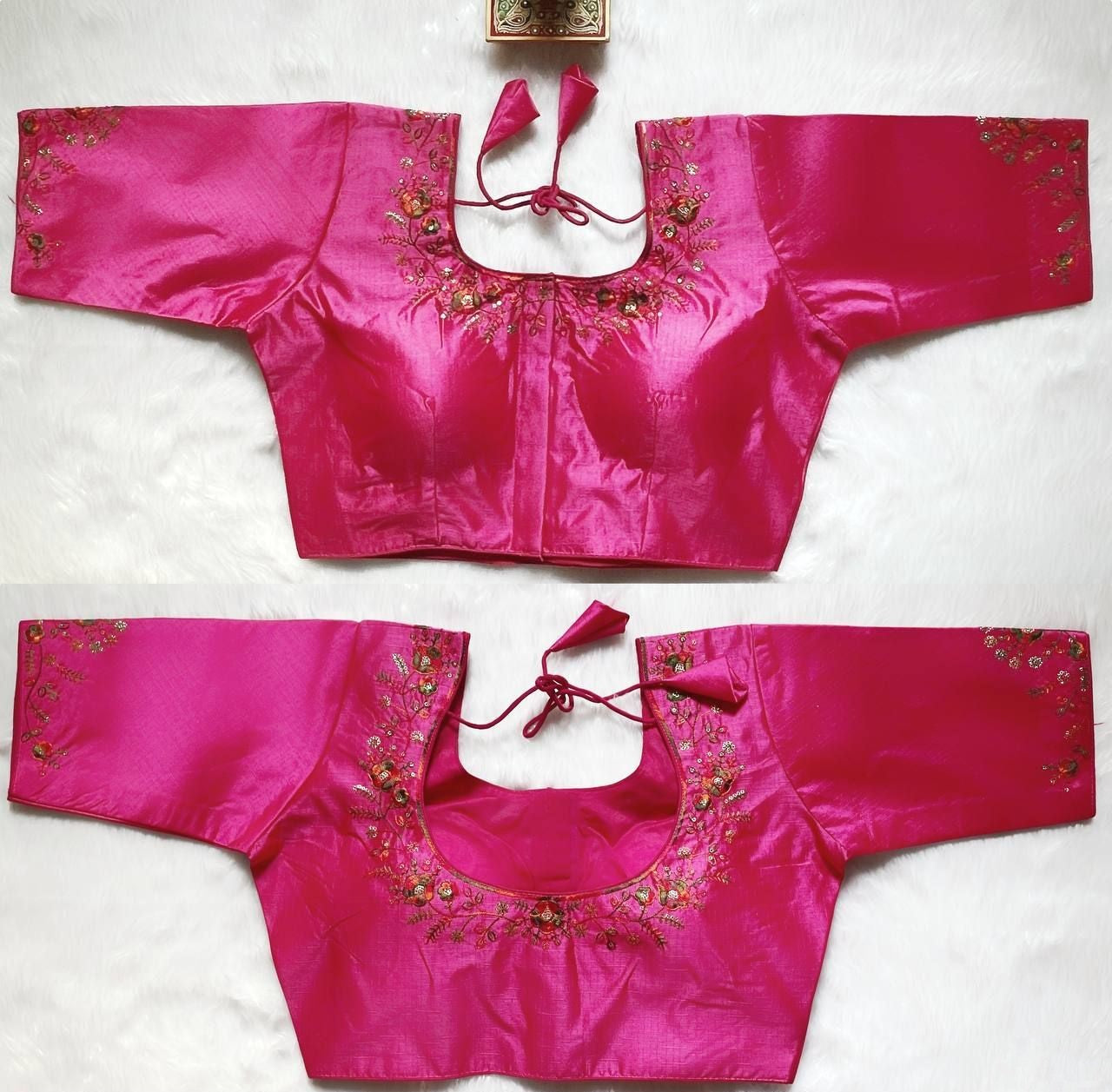 Silk Blouse with Multicolour Thread Embroidery