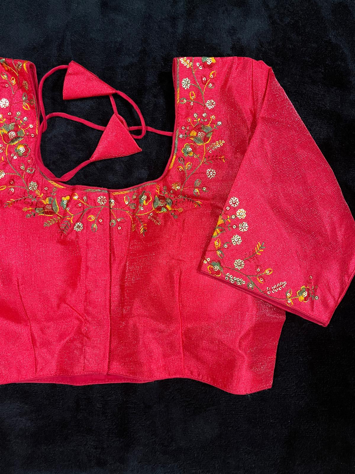 Silk Blouse with Multicolour Thread Embroidery