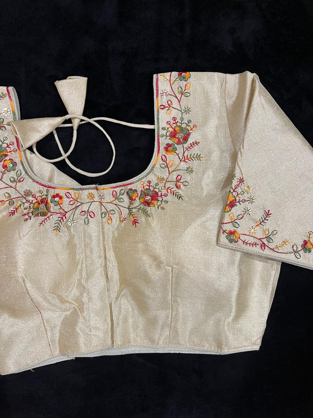 Silk Blouse with Multicolour Thread Embroidery