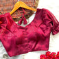 Jimmy Choo Satin Blouse with Puff Sleeves