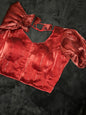 Jimmy Choo Satin Blouse with Puff Sleeves