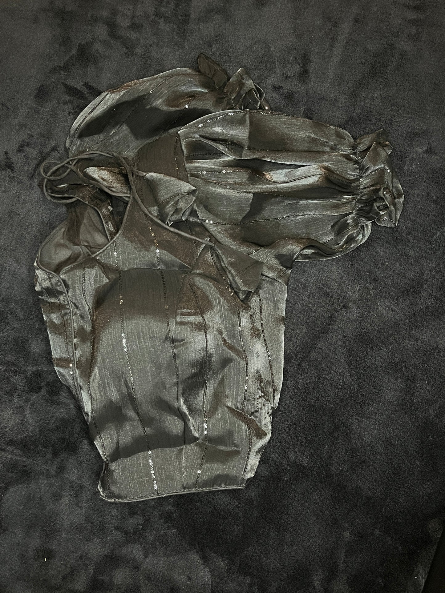 Jimmy Choo Satin Blouse with Puff Sleeves