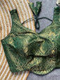 Corset Style Satin Silk Jacquard Blouse (Sleeves attached inside)