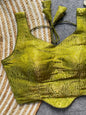 Corset Style Satin Silk Jacquard Blouse (Sleeves attached inside)