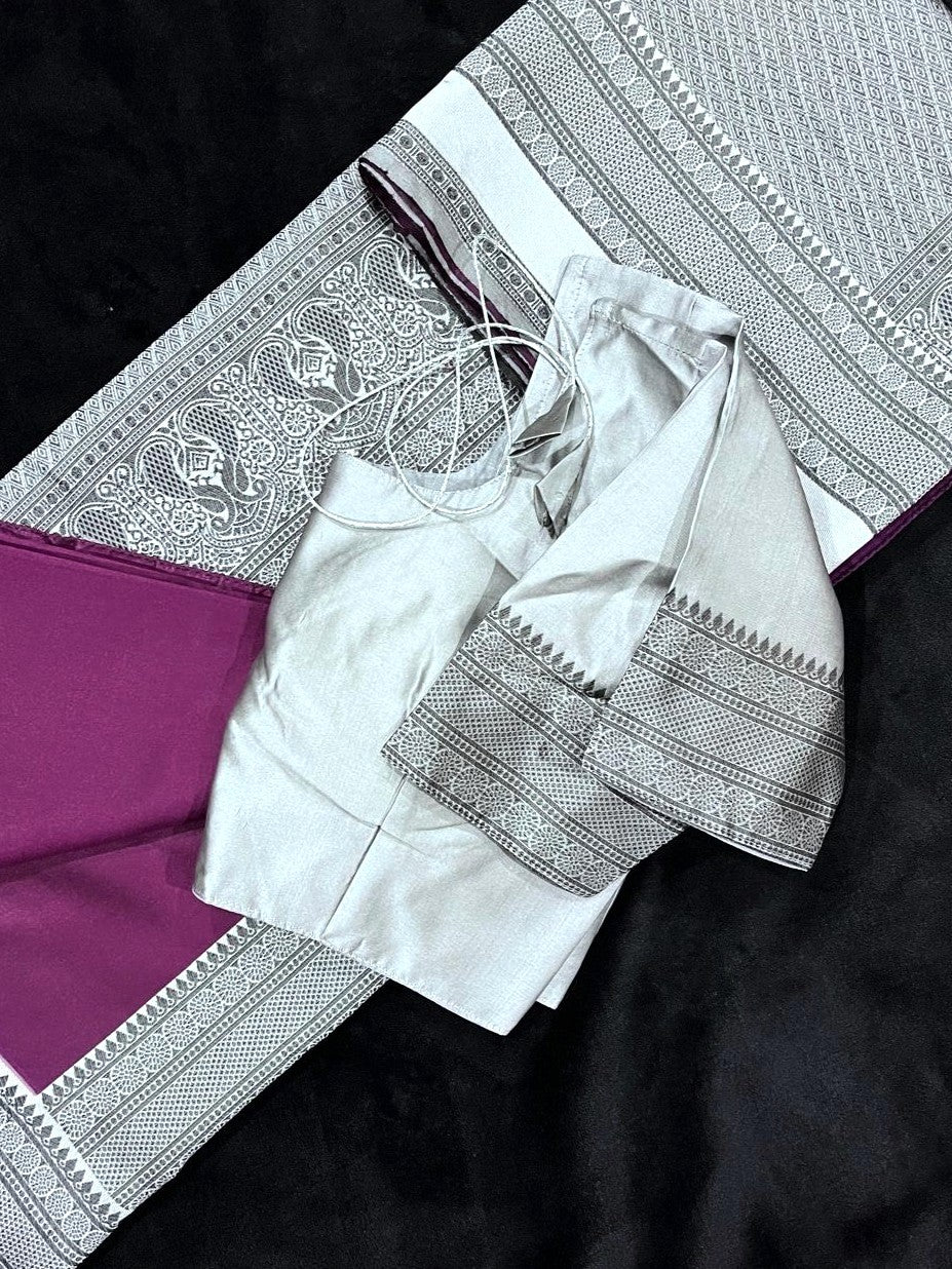 Banarasi Soft Silk Saree with Stitched Blouse