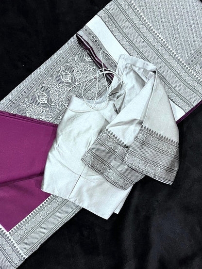 Banarasi Soft Silk Saree with Stitched Blouse