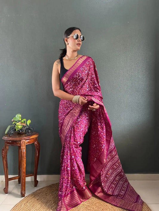 Ready-to-wear Saree with Stitched Blouse - Purple