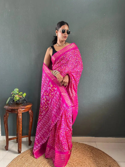 Ready-to-wear Saree with Stitched Blouse - Pink