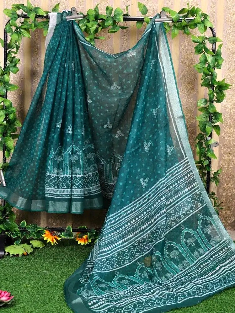 Cotton Blend Saree with Stitched Blouse