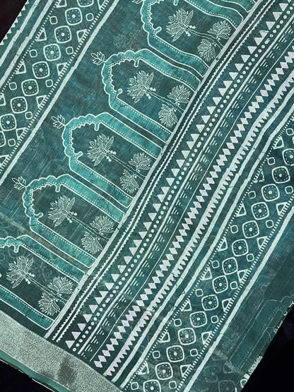 Cotton Blend Saree with Stitched Blouse