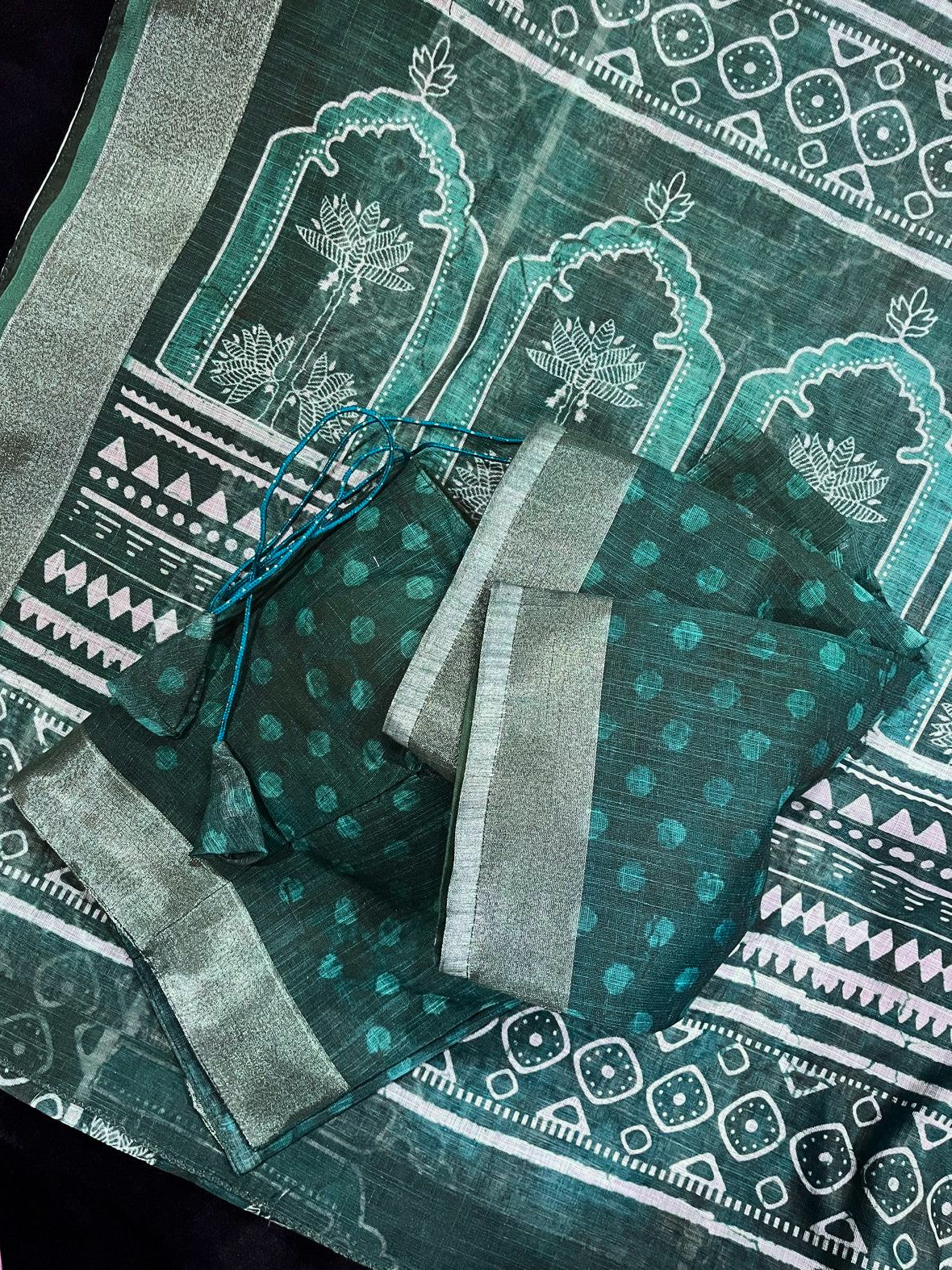 Cotton Blend Saree with Stitched Blouse