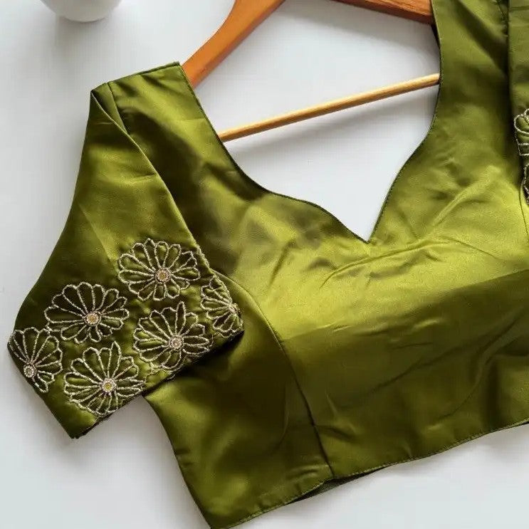 Silk blouse with handwork on sleeve