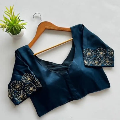 Silk blouse with handwork on sleeve