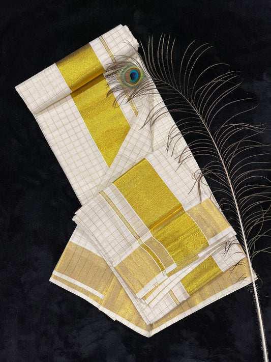 Set Mundu - Gold Kasavu